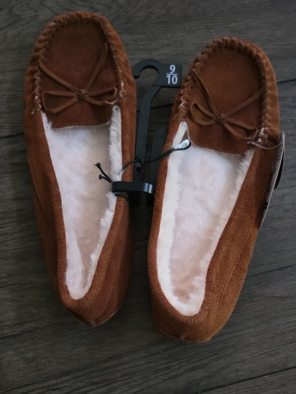 Secret Treasures Brown Suede-Look Moccasin Slippers with Bow
